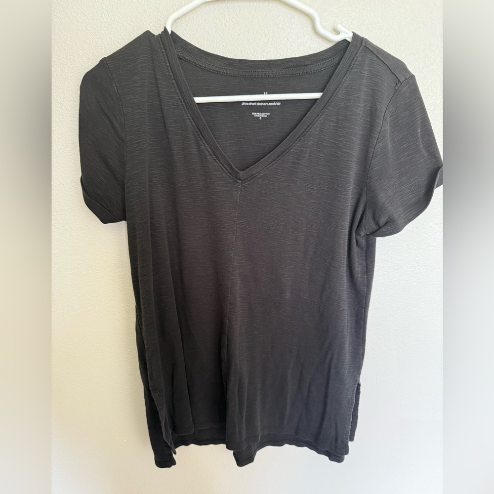J. Jill Black V-Neck Short Sleeve Tee Pima Cotton Lightweight Size Small